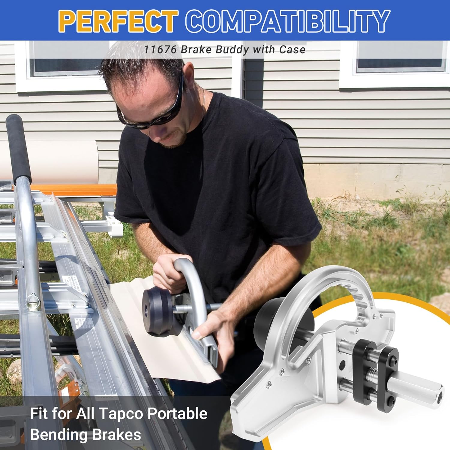 11676 Brake Buddy, Upgraded Aluminum Siding Brake Tool Fit for Tapco PRO 14, PRO 19, Windy SP, MX Series Portable Bending Brakes - with Wheeled Storage Case, Portable Carry
