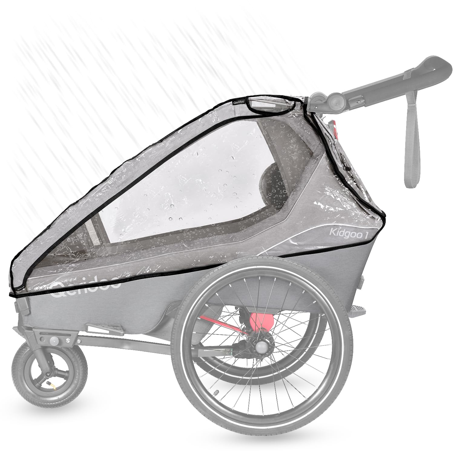 Qeridoo Regenschutz Kidgoo 1 / Kidgoo 1 Sport | Abdeckung Fahrradanhänger | Transparent speziell entwickelte Folie | Zubehör für Qeridoo | Regenschutz | Transparentes Regenverdeck