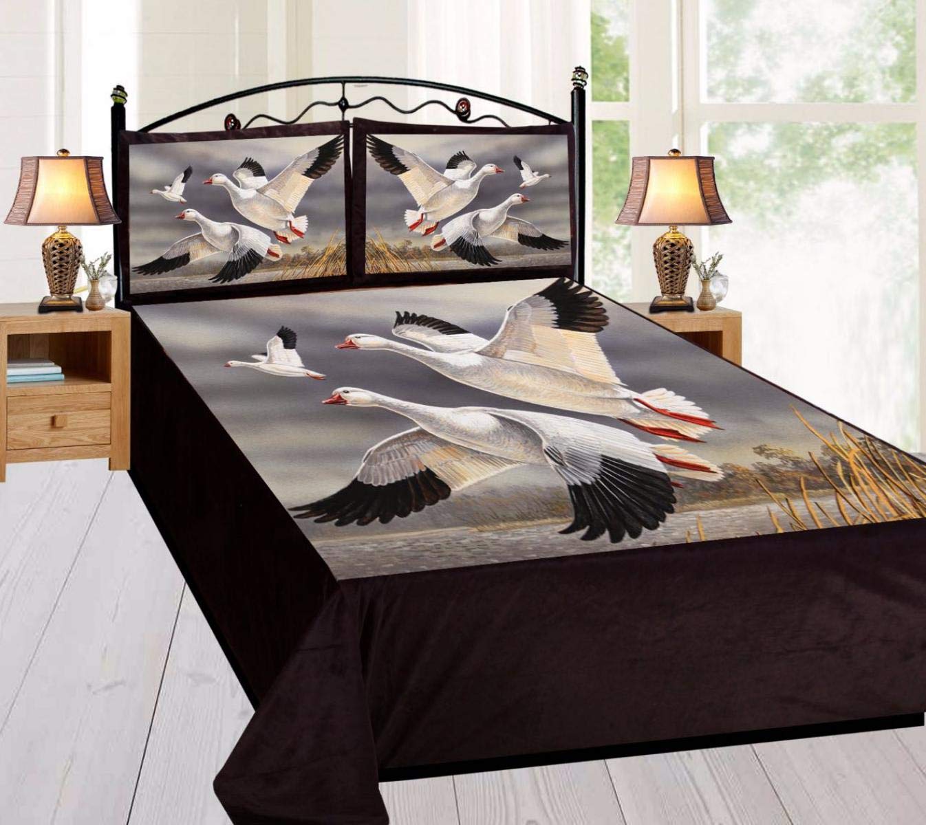 Premium Super Soft Touch Valvet Digital Print Warm Double Bedsheet with 2 Pillow Covers, GRAP The Deal