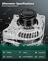 Vista 2 de SCITOO Alternador compatible con Honda para Pilot 2012-2015, Odyssey 2011-2013, Ridgeline 2012-2014, 3.5L 3471CC V6, 130A CW de alto rendimiento 6