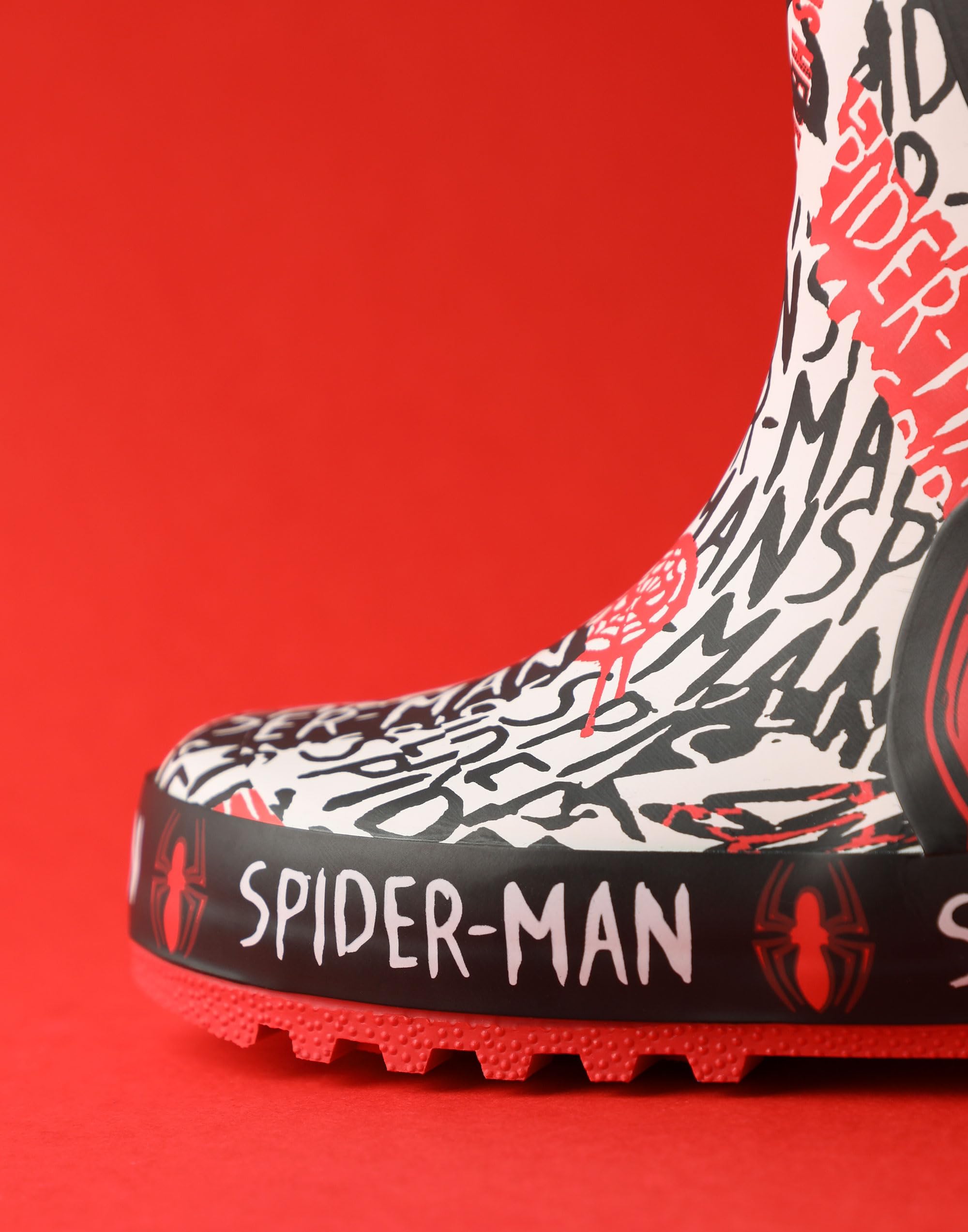 Marvel Spiderman chłopięce czerwone kalosze | Character Spiderman dziecięce buty komiksy superbohaterowie kalosze dla dzieci, wodoodporne kalosze, dla chłopców, outdoorowe, pomysł na prezent Spiderman