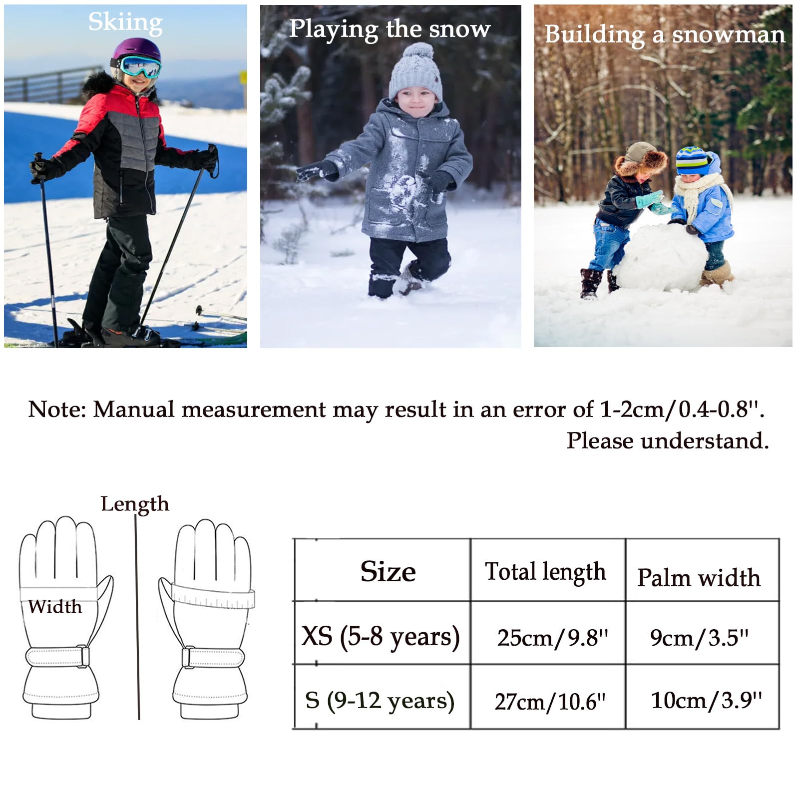 Guanti da Neve per Bambini, Guanti da Sci per Ragazzi e Ragazze, Guanti Termici Invernali, Regali di Natale, Regalo di Compleanno,[b] Purple 2,S (9~12 Years)
