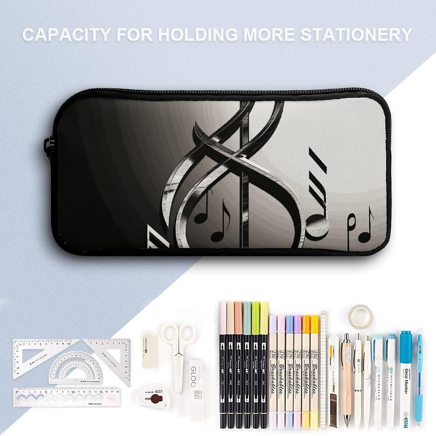 Music Symbol Large Pencil Case, Makeup Storage Organizer image 3