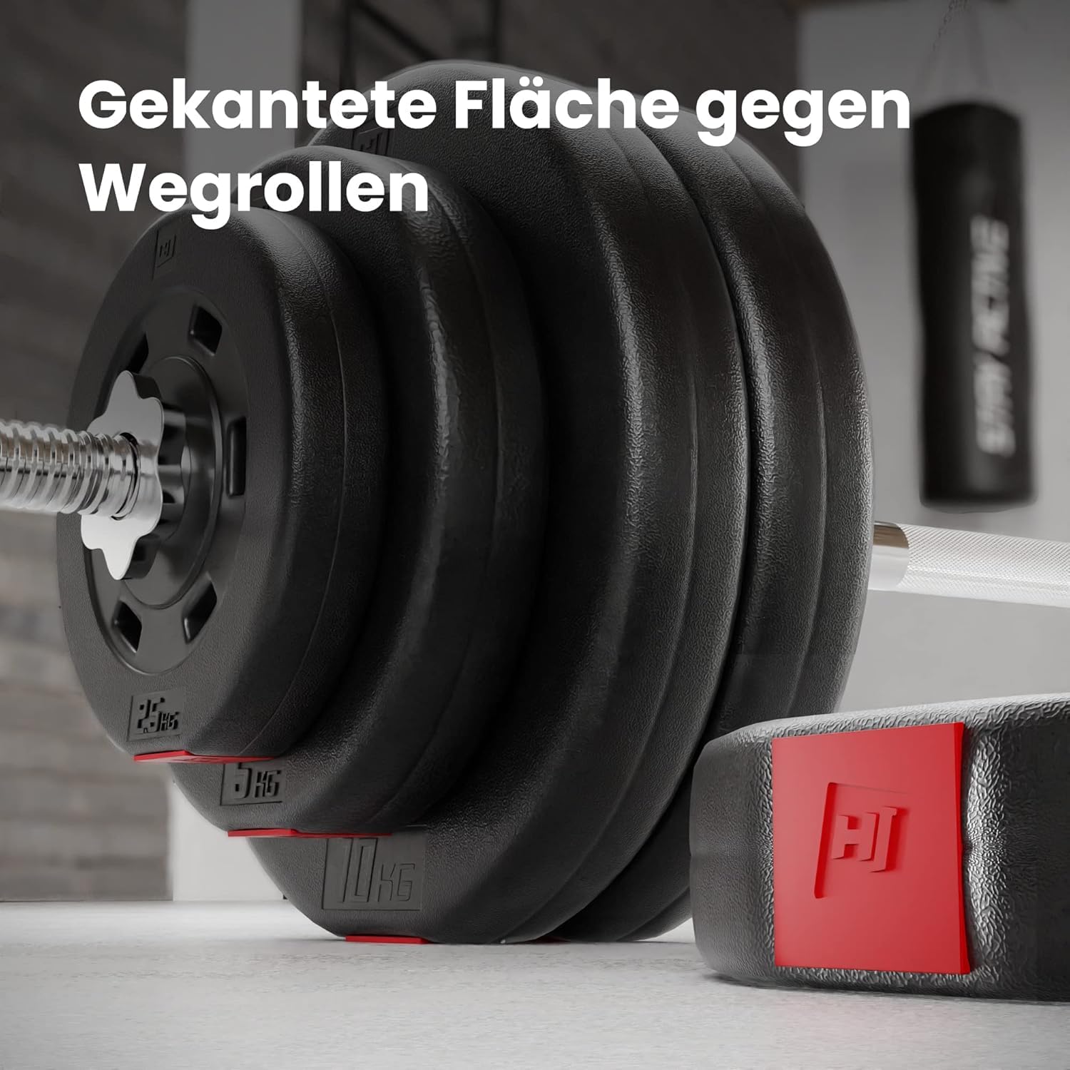 Hop-Sport Hantelscheiben Set 20 kg (4 x 5 kg) | Kunststoff Gewichtsscheiben | Bohrung Ø 30/31 mm | für Langhantel & Kurzhantel | bodenschonend | Krafttraining zuhause