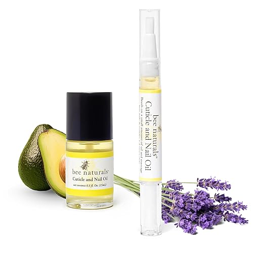 Bee Naturals Kit de aceite para uñas y cutículas, fortalecedor nutritivo de uñas con vitamina E, aceites de oliva y aguacate, aromaterapia de