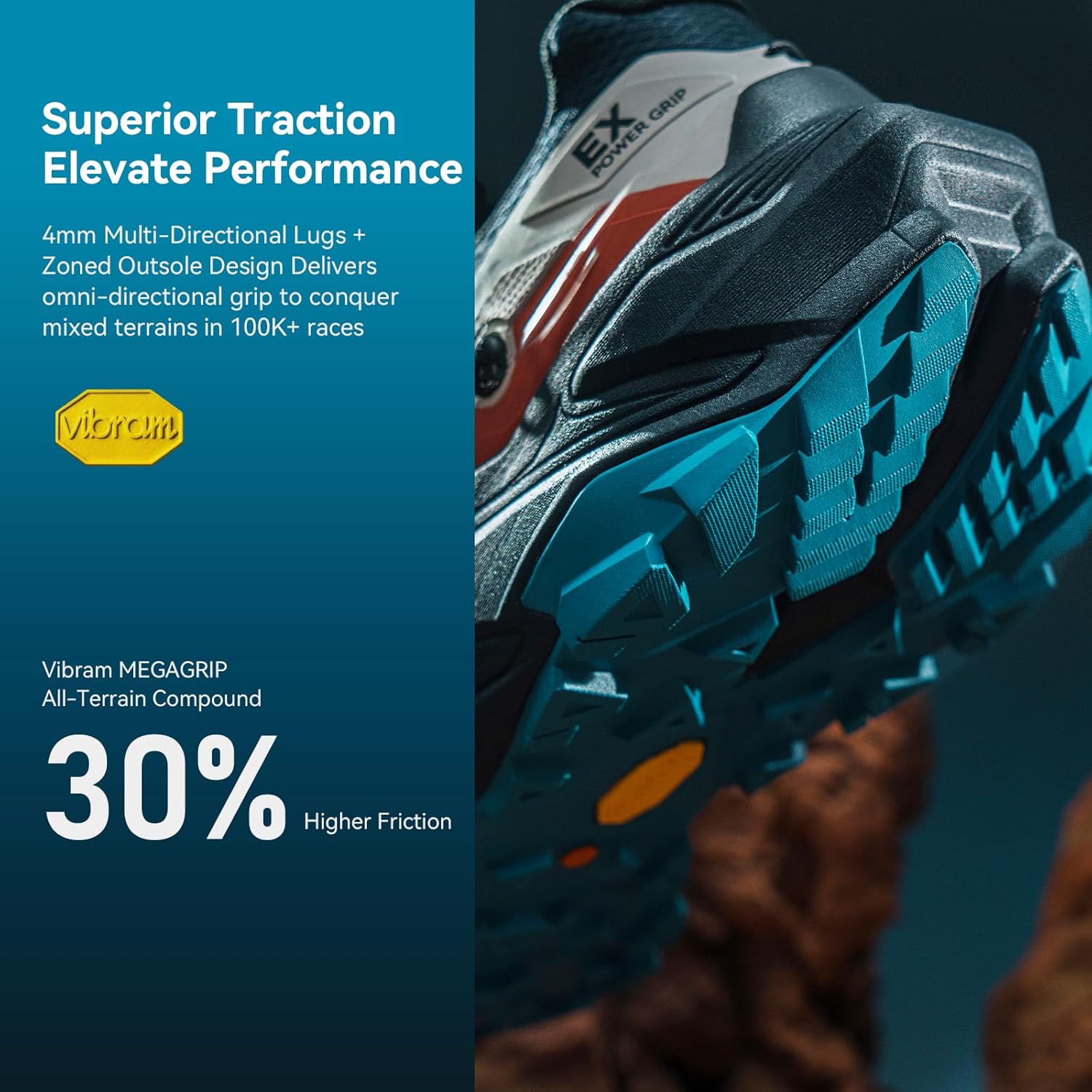 Fuga EX3 Men's Trail Running Shoes, Ultra Trail Running Sneakers Lightweight Breathable Non Slip Mountain Trail Shoes for Rugged Terrain