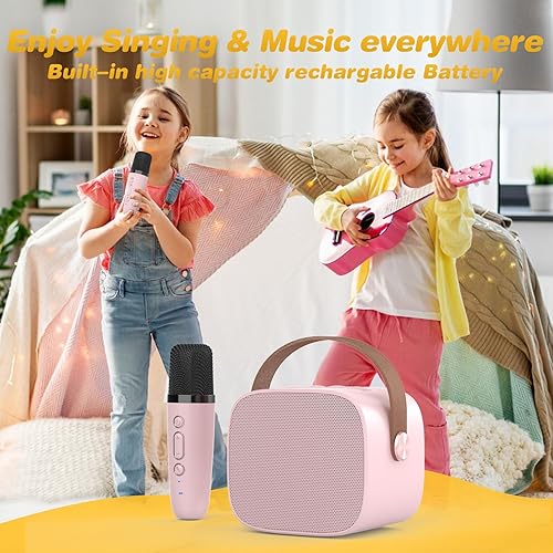 Miniatura 5 de MEGUO Mini máquina de karaoke, juguetes divertidos, regalos de cumpleaños de Navidad para niños de 4 a 12 años, niñas, niños, adultos, micrófono de