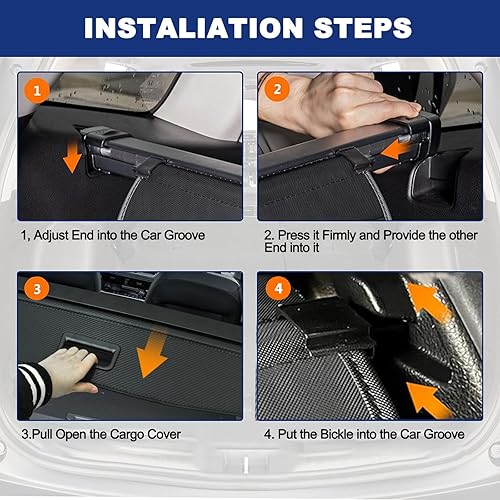 Miniatura 4 de GZSH Cubierta de carga para Nissan Rogue 2021 2022 2023 2024 de fibra de carbono, cubierta de carga negra, perfecta para Nissan Rogue Nissan Rogue