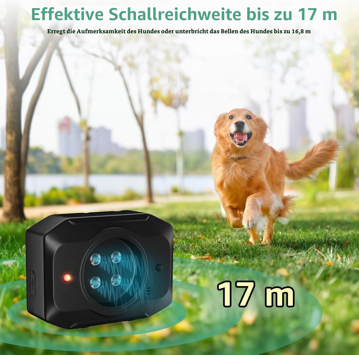 Anti Bell Gerät Hunde, 55Ft Antibell Ultraschall Gerät mit Fernbedienung, 3Modi Ultraschall Dog Silencer Innen Draußen, Hundeabwehr Ultraschall für Kleiner Großer Mittelgroßer