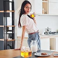 Vista 7 de 6 piezas de cartón de leche transparente reutilizable con 6 pajitas de acero inoxidable, botella de leche de vidrio de 12 onzas, mini jarra