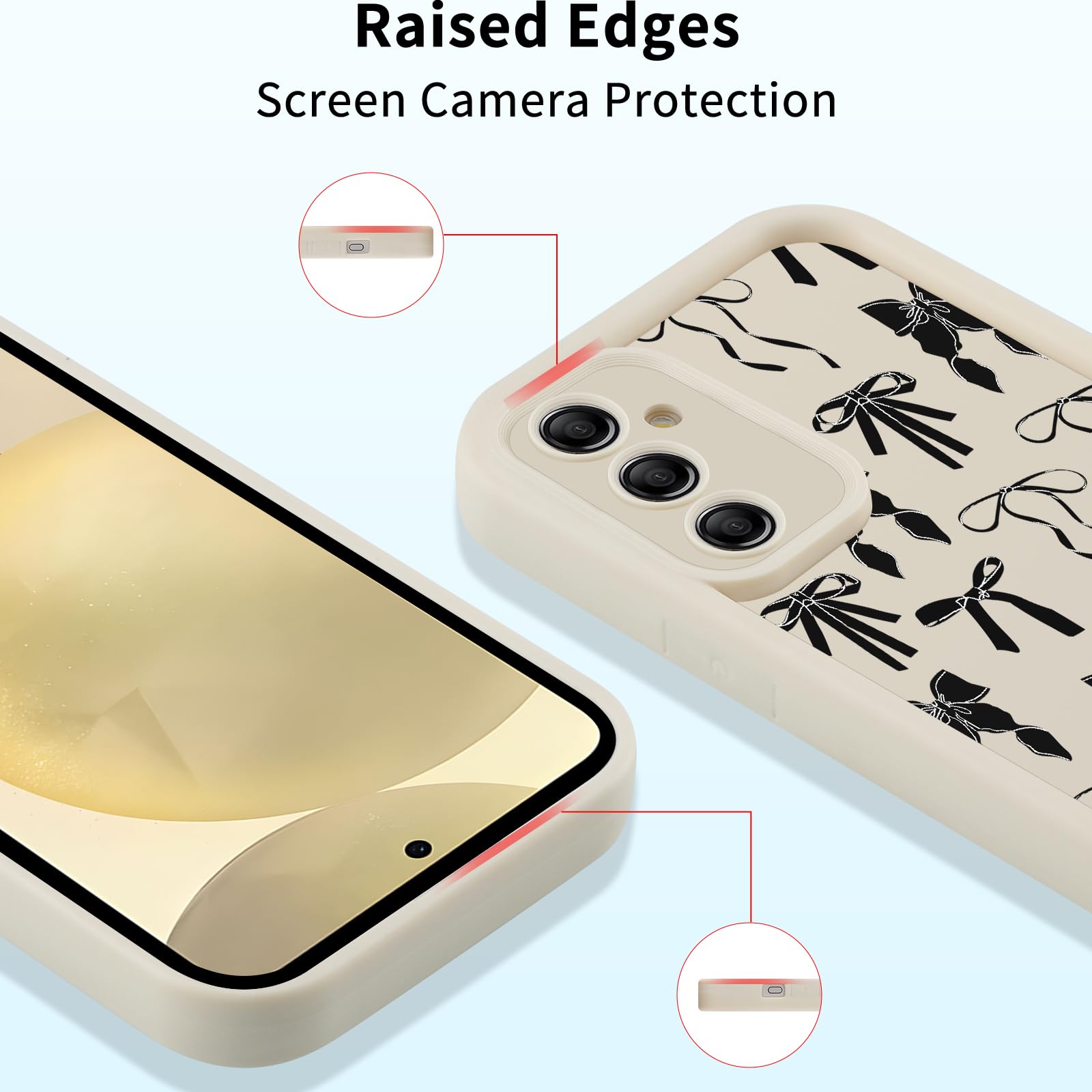 Confezione da 2 custodie per telefono per Samsung Galaxy S24 Plus 5G 6,7 pollici, estetico nastro nero fiocco modello stampa design donne ragazze custodia morbida sottile antiurto TPU