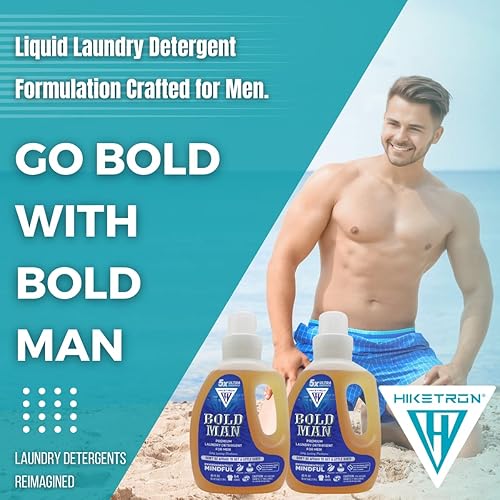 Hiketron Bold Man - Detergente líquido para ropa, 5 veces ultra concentrado, removedor de manchas resistente, aroma masculino de larga duración (40