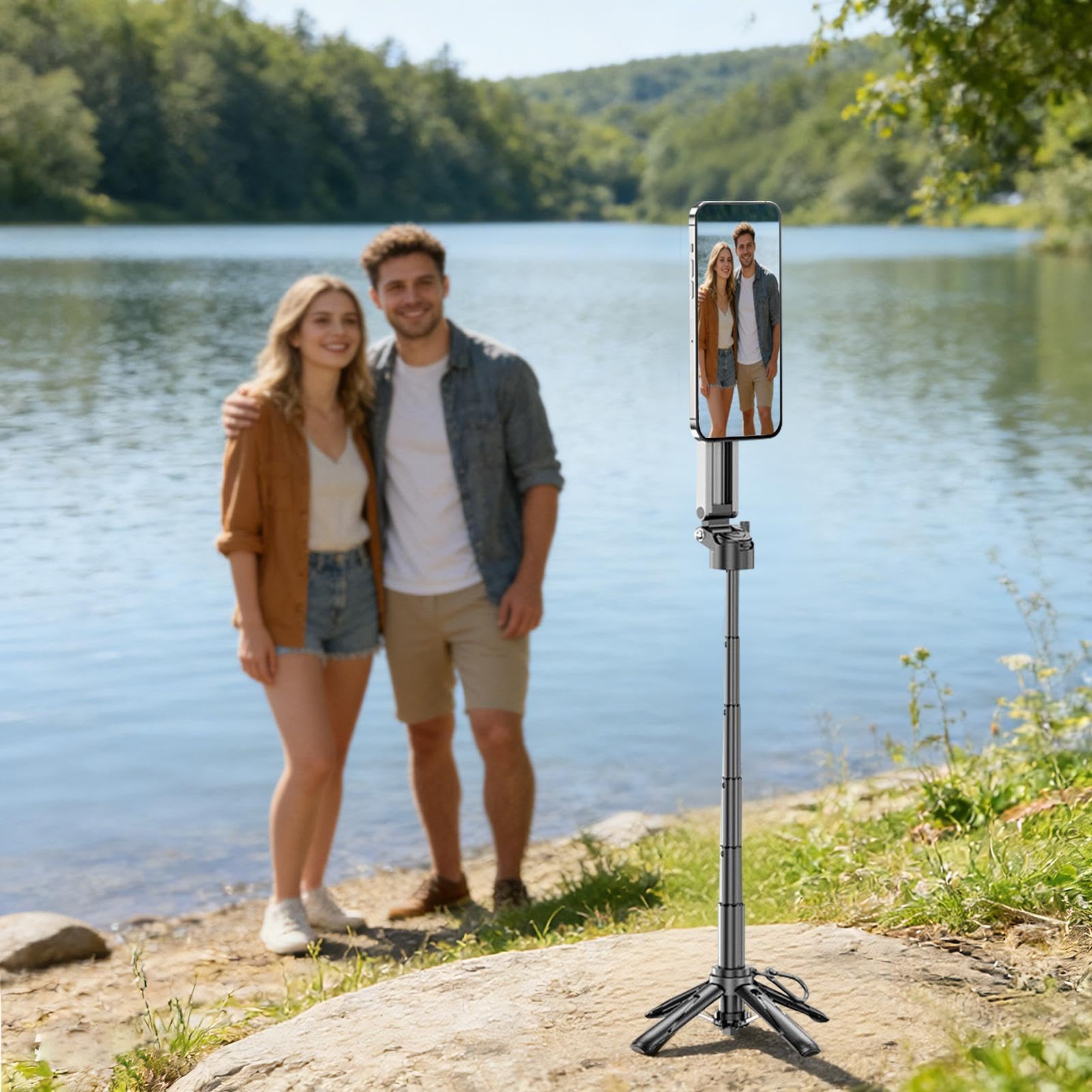 Treppiede per Telefono Selfie Magnetico | Supporto Telefono Estensibile Rotante A 360 Gradi Con Telecomando Senza Fili Per Video, Palestra E Creazione Di