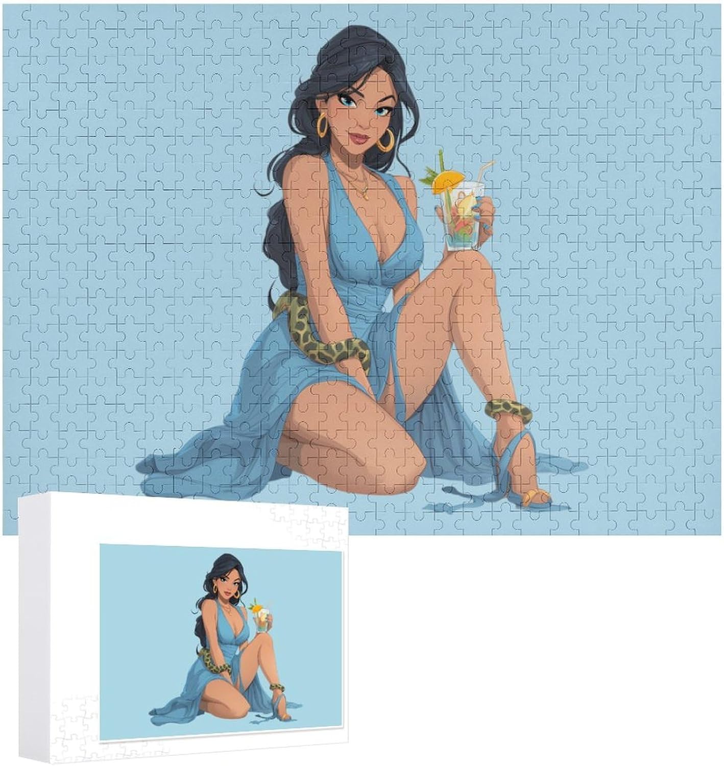 France Pin-up Women Cocktail Puzzles for Adults 500 PCS Wooden Jigsaw Puzzle Wall Decor Christmas