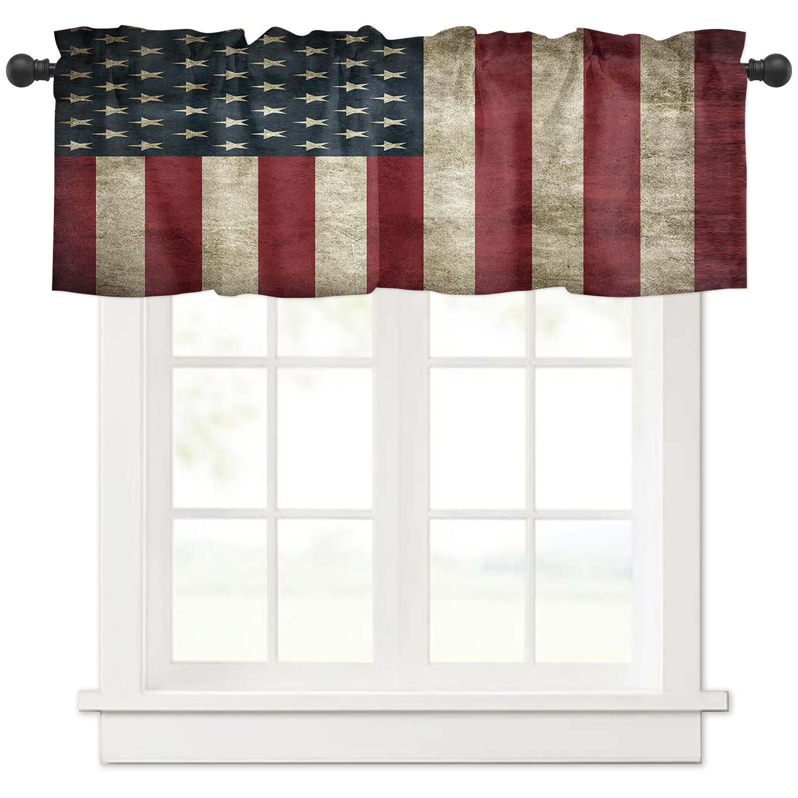 USA Flagge Küchenvorhang – 2 Paneele, Je 140x99 Cm, Mit Ösen & Haken, Aus Polyester, Landhausstil