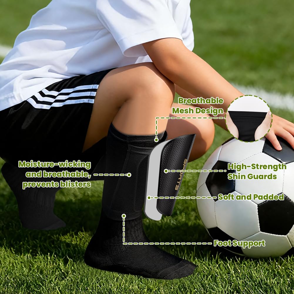 DiULi Espinilleras Futbol Niño, Espinilleras Pequeñas, Sujeta espinilleras de Fútbol, Medias y Calcetines con Bolsillo para Caneleiras Futbol Criança, Protección Total