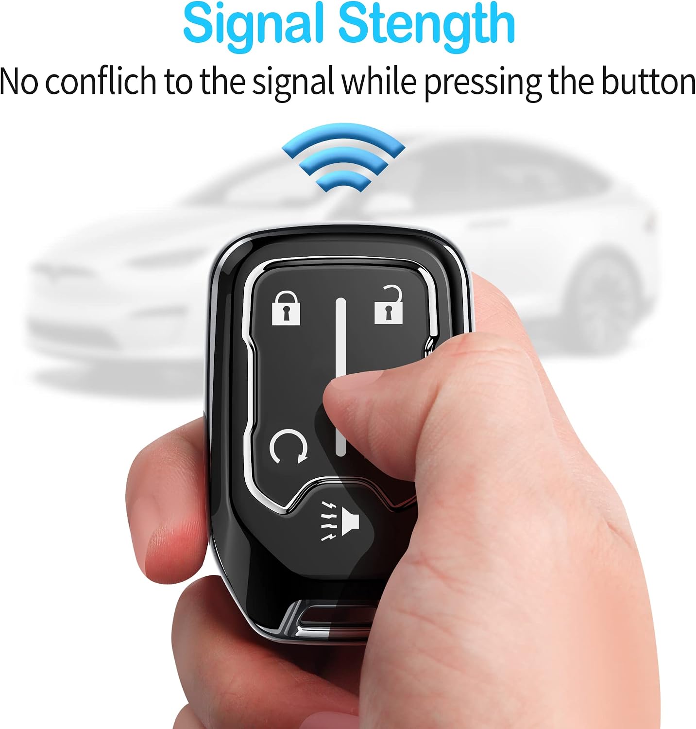 Tukellen for Chevy Key Fob Cover Soft TPU Full Protection Key Shell Key Case Compatible with 2017-2024 Chevrolet Silverado Suburban Tahoe GMC Acadia Sierra Terrain Yukon (Silver, 5 Button) image 5