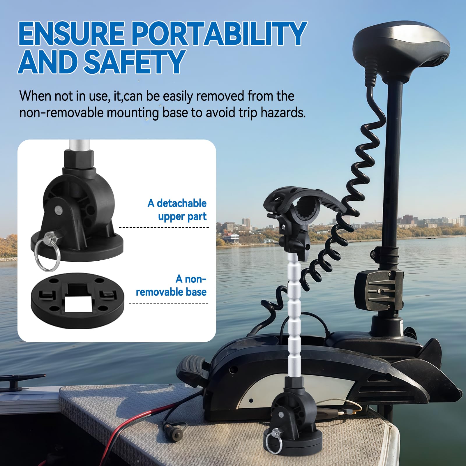 HSOKEW Trolling Motor Stabilizer Mount Support for Minn kota Terrova/Riptide Terrova/Ulterra/PowerDrive Securely Holds Trolling Motors Shaft and Reduces Bounce,Boat Motor Mount
