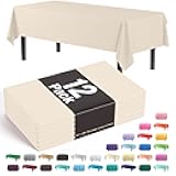 Exquisite 12-Pack Premium Plastic Tablecloth 12-Pack Premium Plastic 54-Inch-by-108-Inch Rectangle Tablecloth, Ivory