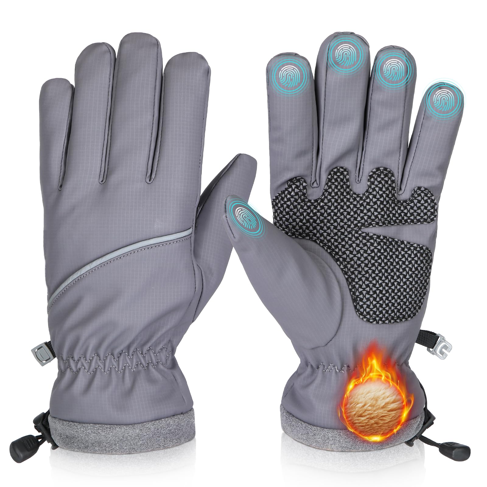 Guantes de invierno impermeables y resistentes al viento para hombres y mujeres, térmicos cálidos para clima frío, agarre de nieve para pantalla táctil, esquí, ciclismo, correr, conducir