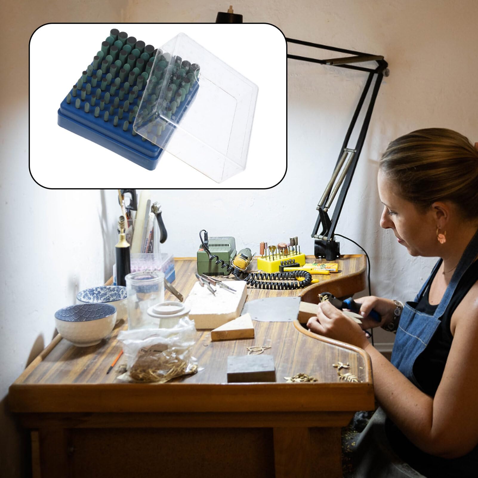 SOLUSTRE Rotary Polishing Tool 1 Set Sanding Bit Mounted Points Abrasive Stone Grinding Wheel