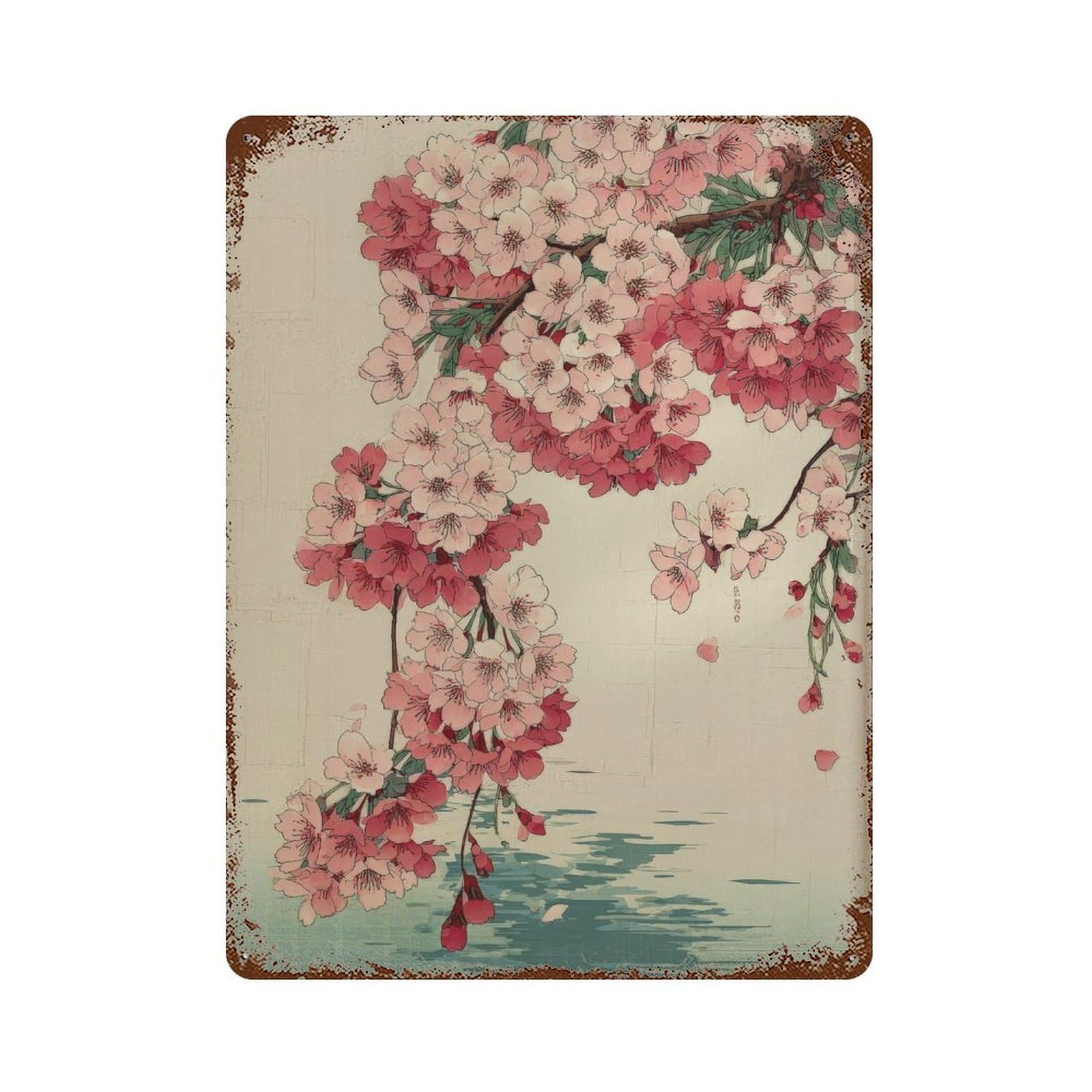 xiaoxiaoshen Cherry Blossom Branch. Japanese Ukiyo Wall Decor Art Metal Tin Poster Modern Home Decor Art Home Bar Shop Decorations Vintage Sign 40x30cm