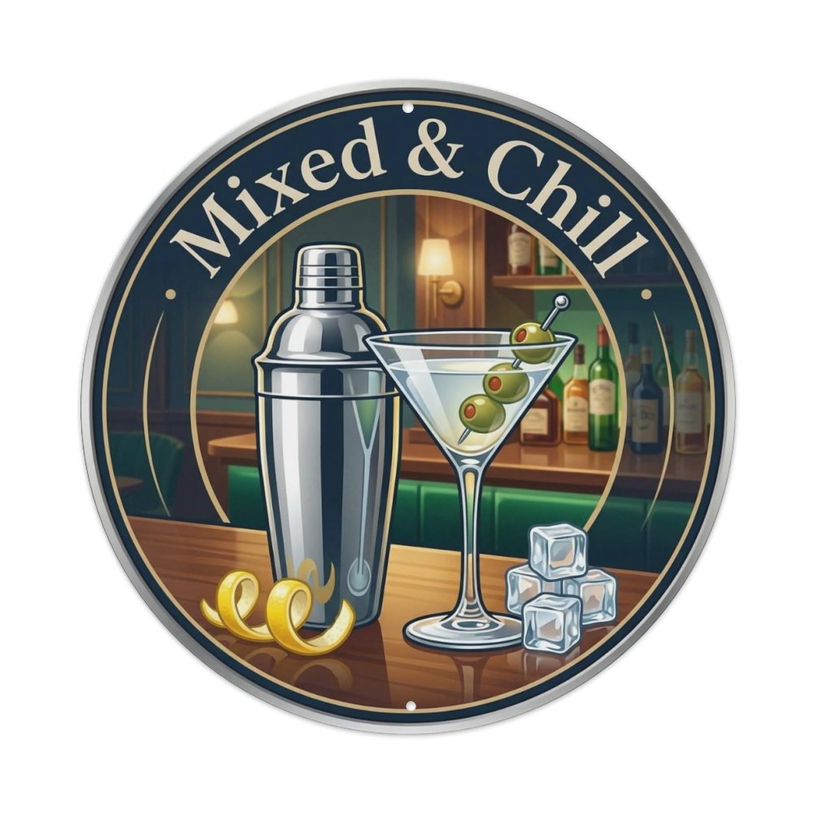 Okahys 8X8inch(20X20cm) Cocktail Shaker Vintage Gourmet Food Metal Tin Sign