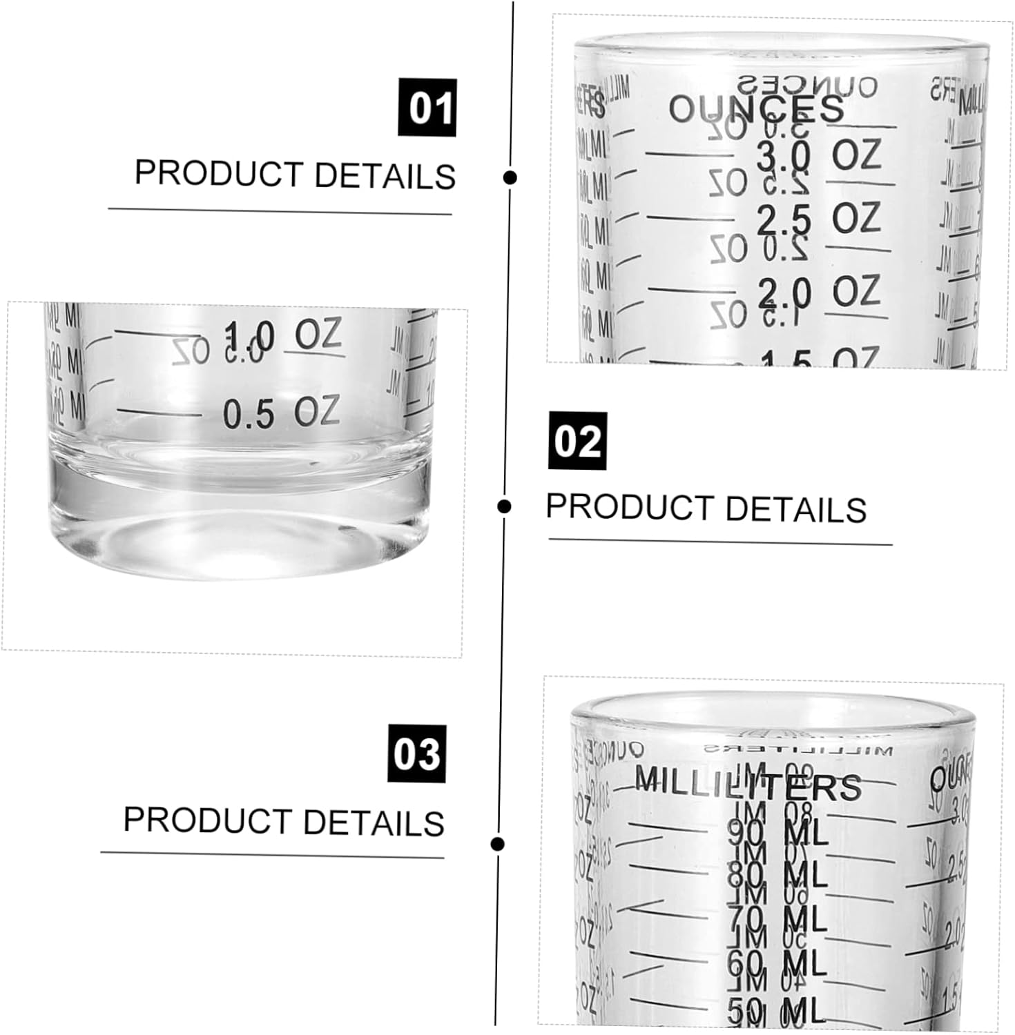 Ciieeo 3 Pcs Glass Measuring Cups Scale Graduated Kitchen Baking Tools Practical Measuring Cups for Milk Coffee