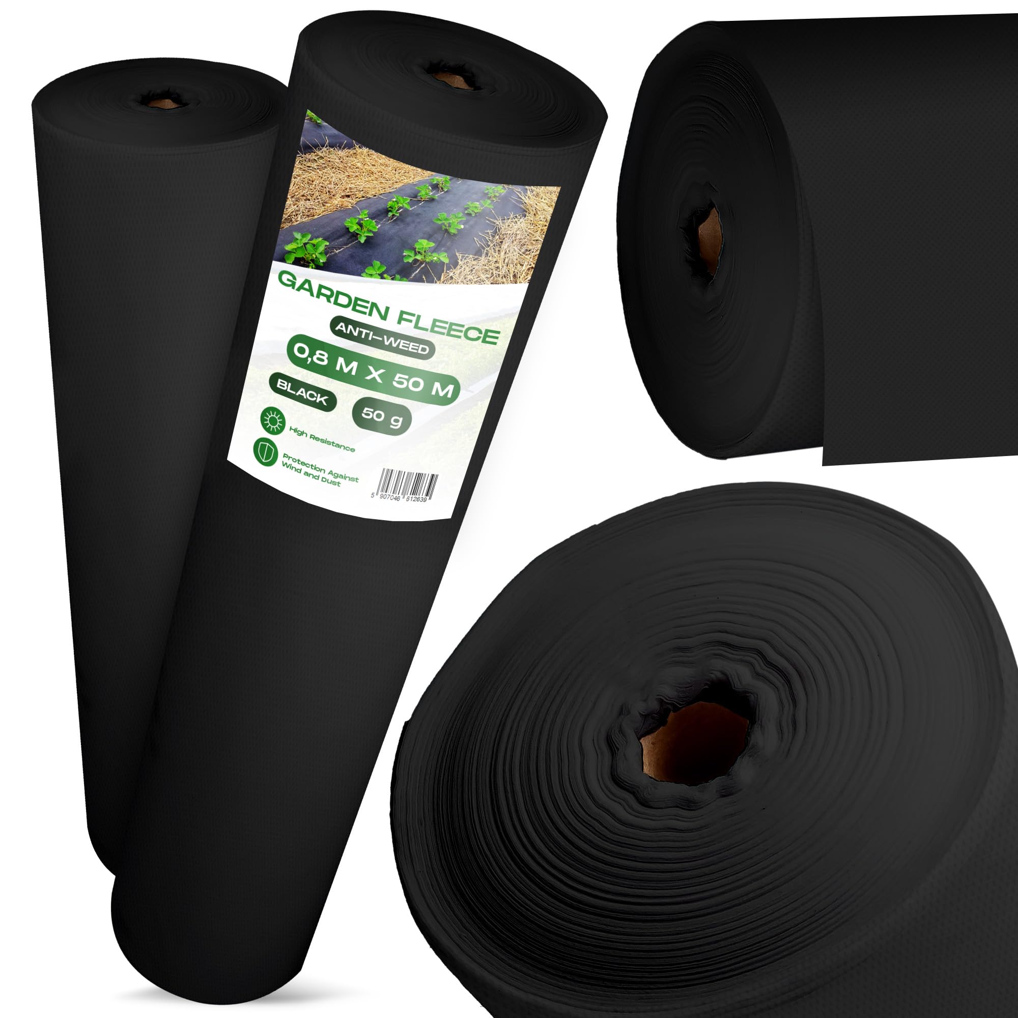 Instalguru Malla Antihierbas 50 g/m² 0,8x50 m Tela Geotextil Negra Resistente UV Jardín Senderos Parterres Suelo Cultivo Protección Maleza Cobertura Exterior Barrera Hierbas
