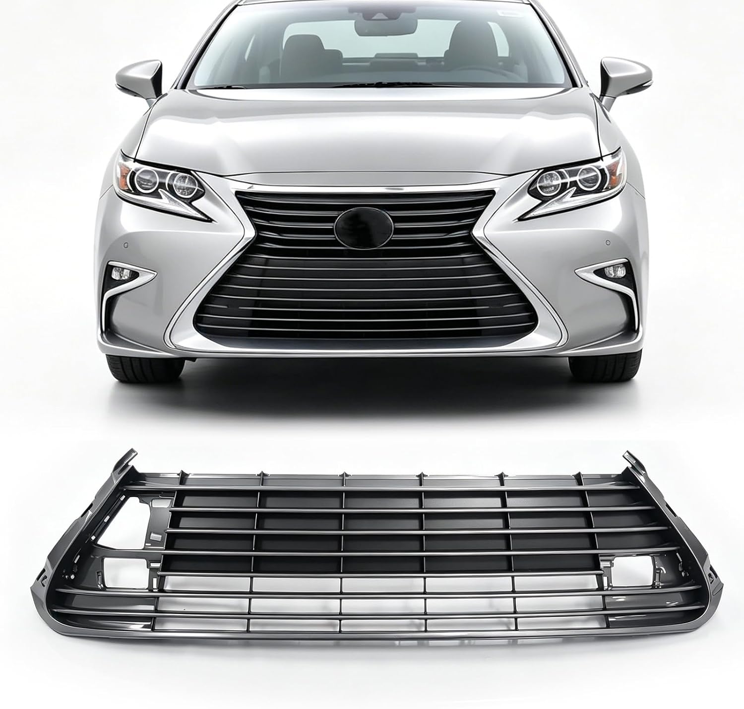 LLUX ES350 Front Upper Grille Compatible with 2016 2017 2018 Lexus ES350 ES300h Upper Radiator Grille Front Bumper Grill 53111-06850 LX1200179