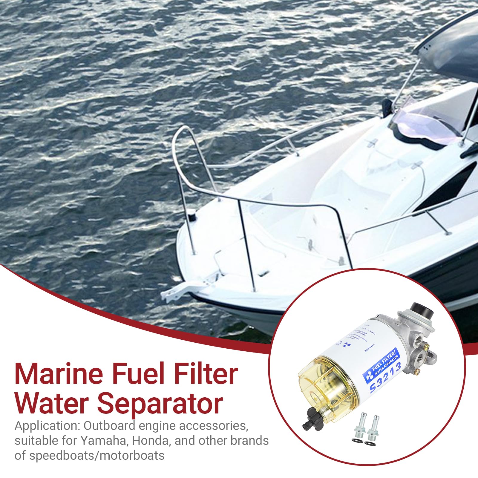 OUKENS Filtro de combustible diesel, juego completo separador de agua para filtro de combustible marítimo S3213 piezas para motores fuera de borda de barcos