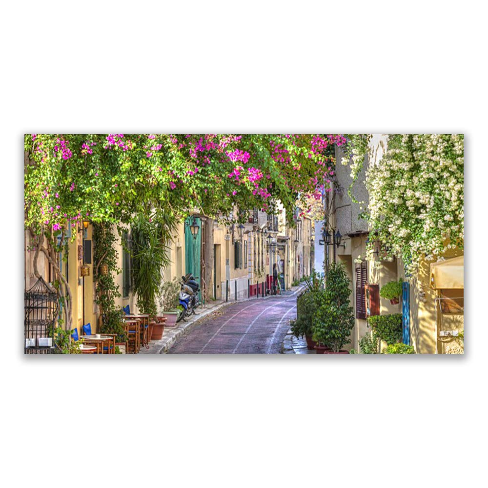 Alley Maisons Floral impression verre trempé pour habiller un mur vide