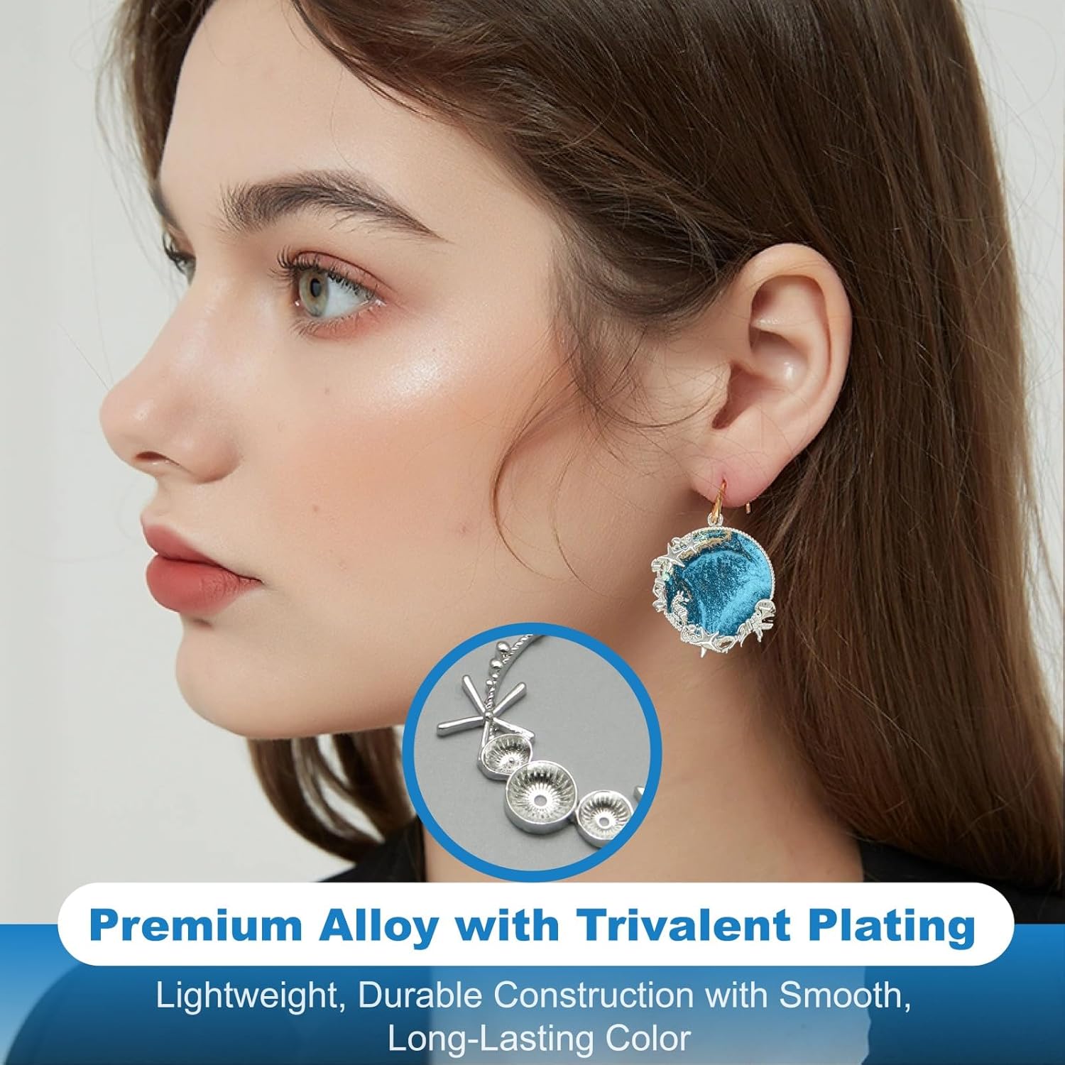 18pcs Bezels for Resin Jewelry Making Open Ice Bezel Frames with Flat Bails Ocean and Sea Charms Pendants Hollow Resin Open Cabochons for Earrings DIY Crafts Summer Decorations Silver - Image 4