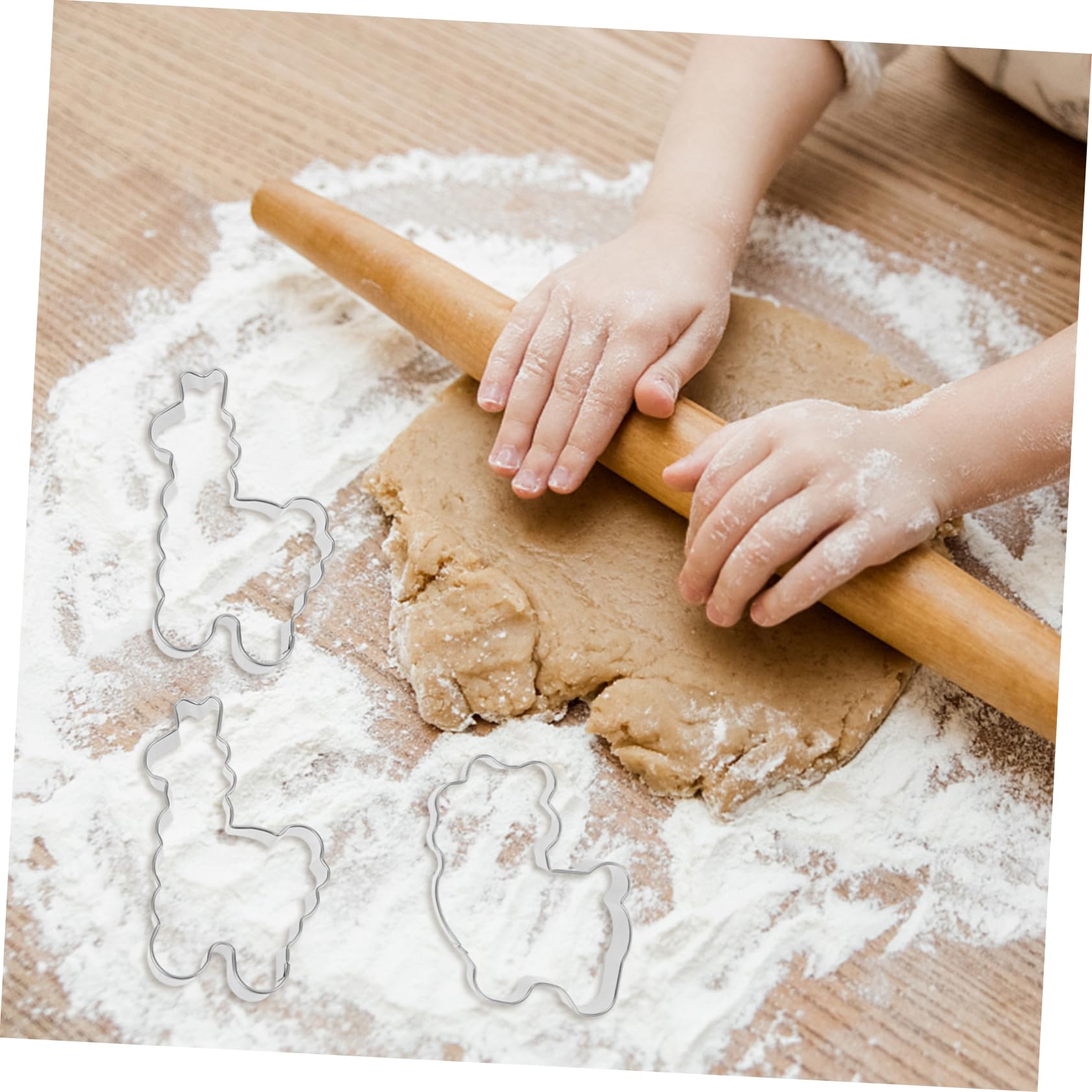 PRETYZOOM Cortadores de Galletas de Alpaca de Acero Inoxidable 4 Piezas para Cortar Masa y Frutas, Moldeador DIY Adecuado para Fiestas de Cumpleaños y Repostería Creativa