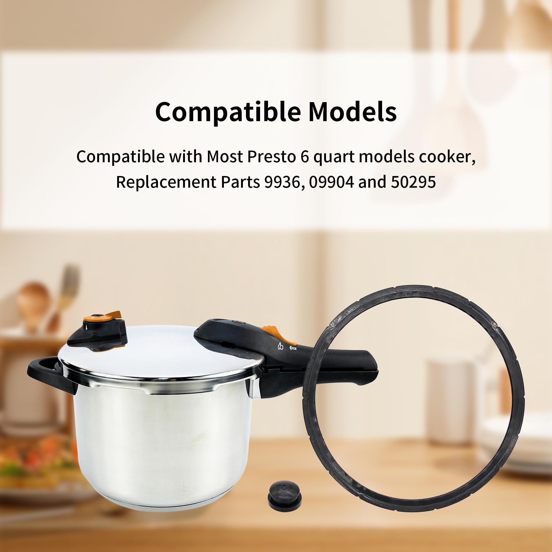 09936 Sealing Ring with Overpressure Plugs Compatible with Presto Pressure  Cooker Various Quart Models, Replace 09936 09904 and 50295-2PC