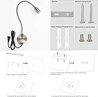 Vista 12 de Luz de lectura regulable con enchufe, para cabecero de noche, luz de lectura direccional de cuello de cisne, salida de 3 W