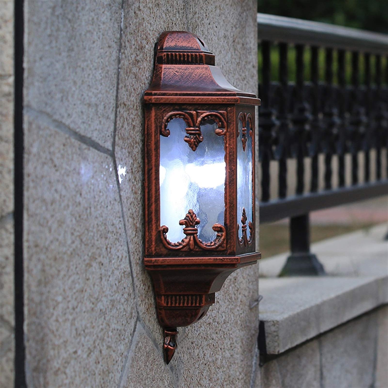 Aluminiowa lampa ścienna, wodoodporna pojedyncza głowica LED, E27, szklany klosz, wewnętrzne wewnętrzne oświetlenie wewnętrzne dekoracyjne do świateł ogrodowych, sypialni, lampka nocna, salon