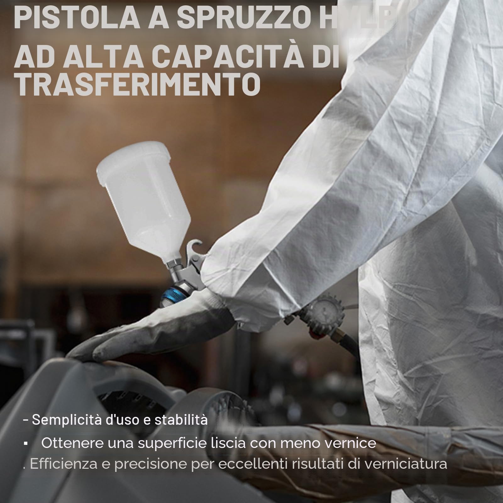 HVLP Pistola a Spruzzo Pistola Verniciatura Professionale Pistola Pneumatica per Vernice, con 3 Ugelli 1,4/1,7/2,0 mm, Manometro Dell'aria & Separatore Acqua-olio (blu-1.4/1.7/2.0)
