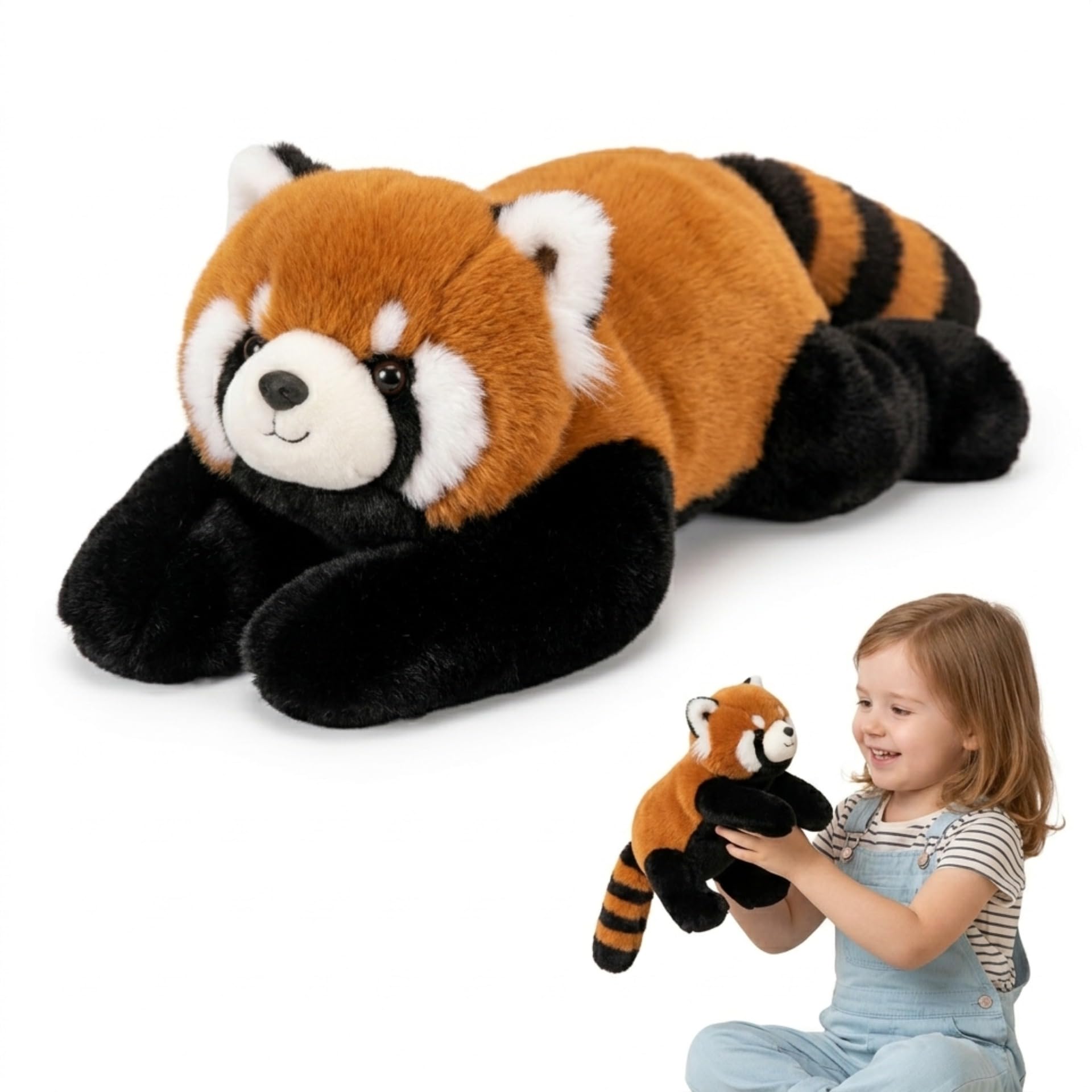 NQXORA Weighted Teddy for Anxiety Relief, Hug a Lumps Soft Stuffed Animal with Glass Beads, Calming Plush Companion for Kids and Adults, Sleep Support Cuddly Toy (Red Panda,65cm)