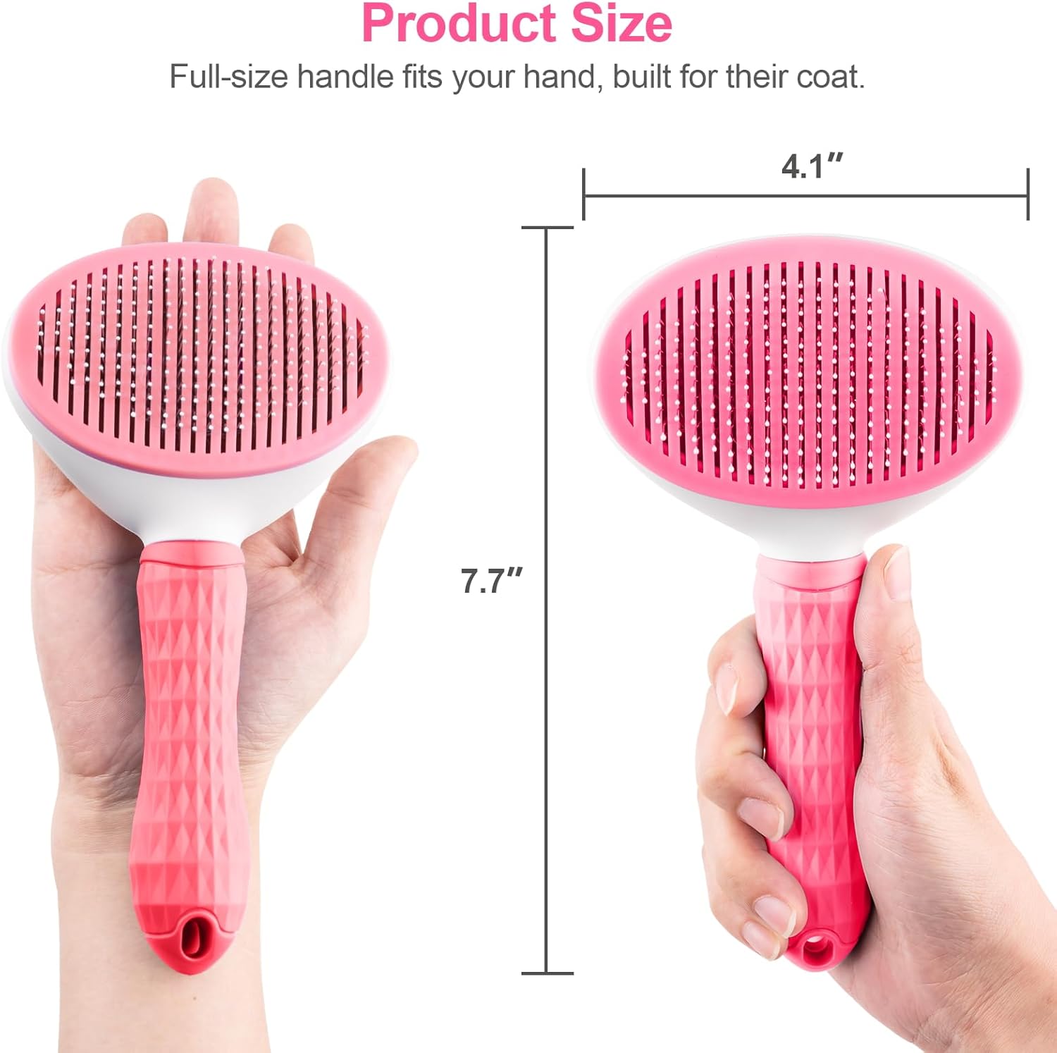 Depets Self Cleaning Slicker Brush, Dog Cat Bunny Pet Grooming Shedding Brush - Easy to Remove Loose Undercoat, Pet Massaging Tool Suitable for Pets with Long or Short Hair Pink - Image 4