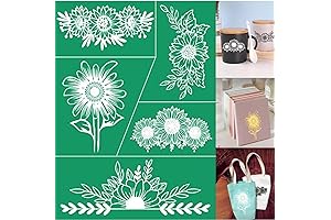 Alinacutle Reusable Sunflower Stencils Self Adhesive