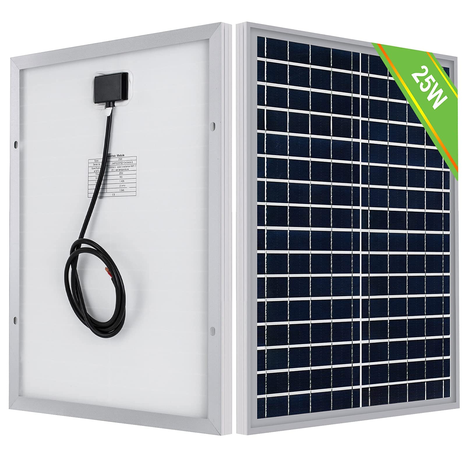 ECO-WORTHY 25 Watt 12 Volt Polycrystalline Solar Panel Module Off Grid Charging RV Boat