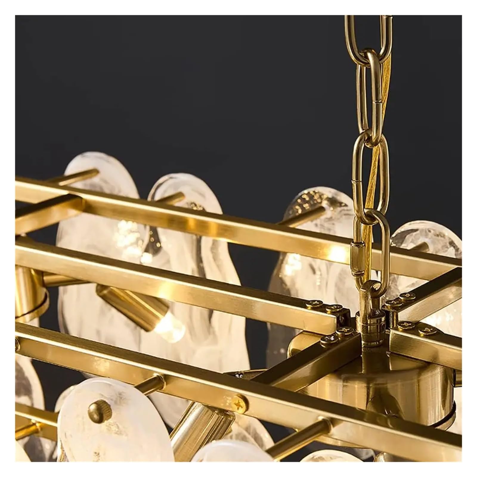 Luksusowa lampa wisząca ze szkła, metalu i kryształów LED do salonu i jadalni (okrągła, 800 mm)