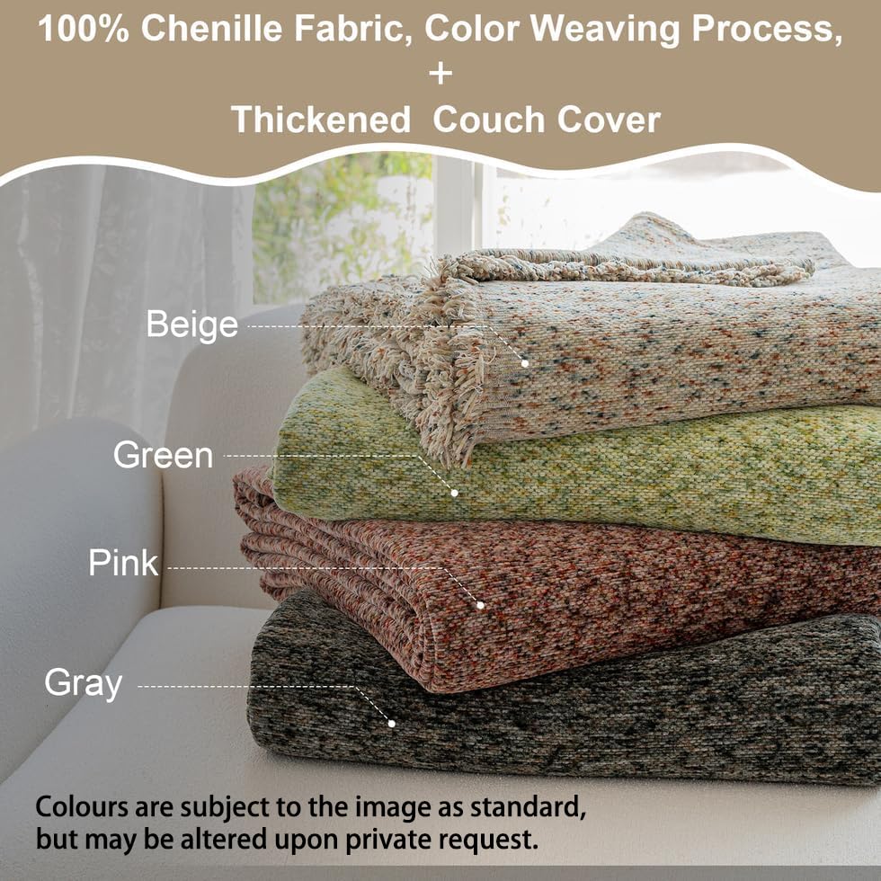 Funda de sofá chenilla protectora lavable estilo bohemio de 180x300 cm 5