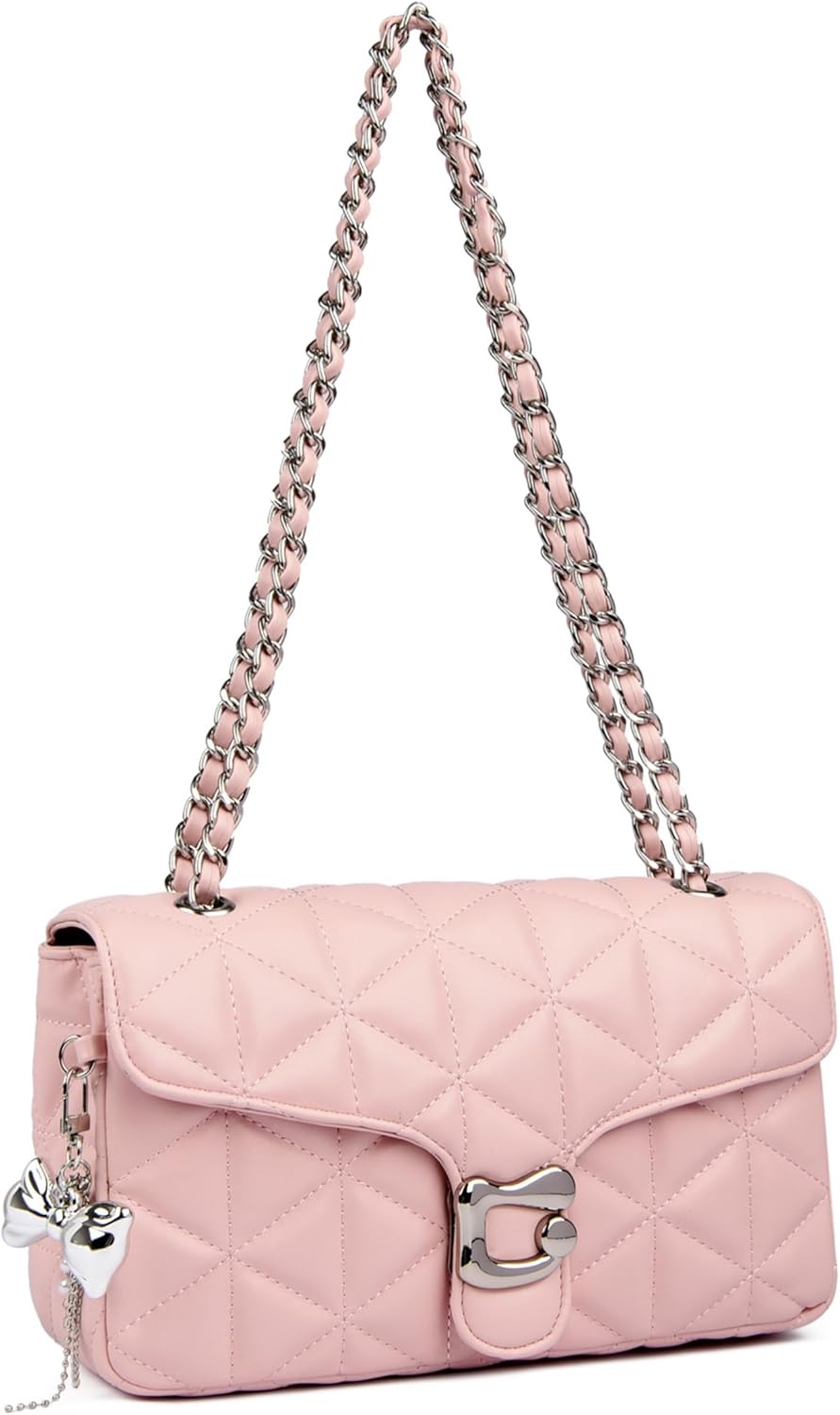 Travistar Quilted Crossbody Bags for Women - Small Leather Cross Body Shoulder Handbags Satchel Designer Evening Chain Purses