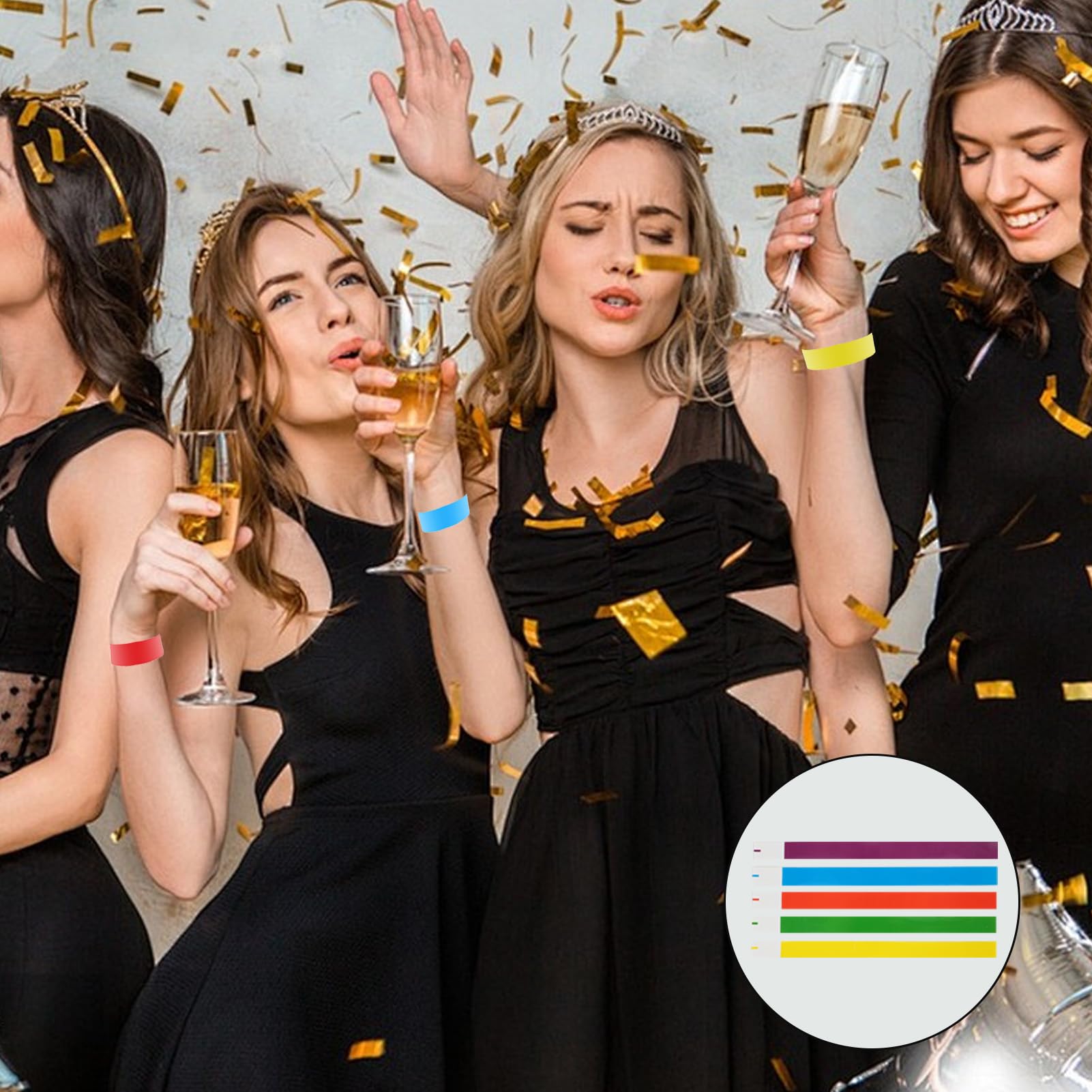 500 Pulseras de Papel Impermeables,para Eventos y Fiestas, Pulseras de Multiusos en Cinco Colores, Durable y Fácil de Usar, para Festivales de Música, Conciertos y Parques Acuáticos