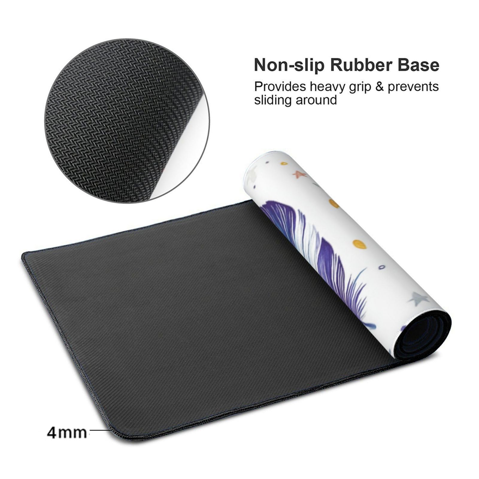 Podkładka pod mysz w kolorze białym XXL podkładka pod mysz 1200 x 600 x 4 mm podkładka pod mysz dla graczy z piór ergonomiczna podkładka pod mysz, antypoślizgowa gumowa podstawa, wodoodporna do