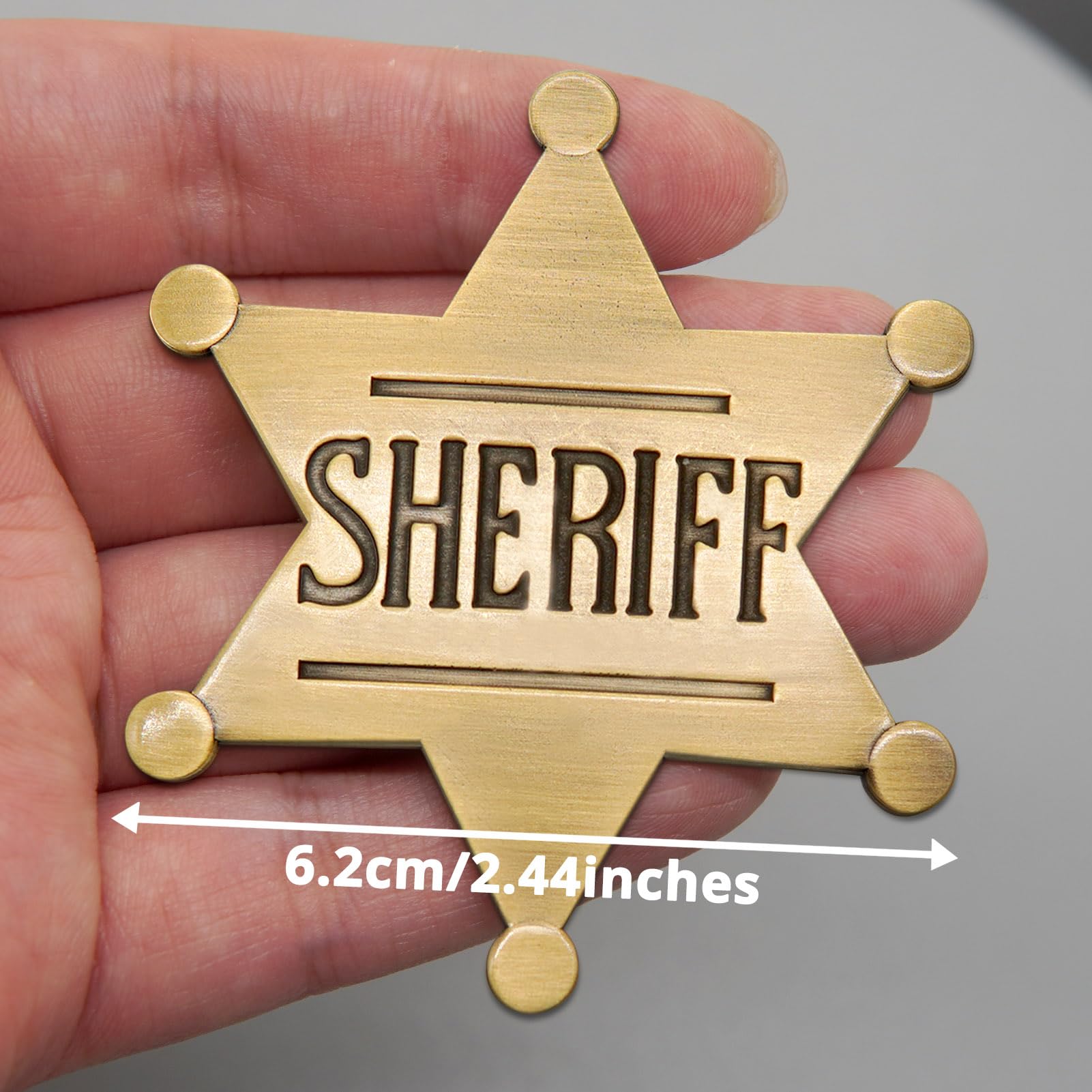 Huwane 1 PCS Sheriff Badge and 1 PCS Deputy Sheriff Badge, Metal Brooch Police Badges Pin Western Cop Star Old West Prop for Kids, Adult, boys, Girls, Party (Brass Color)