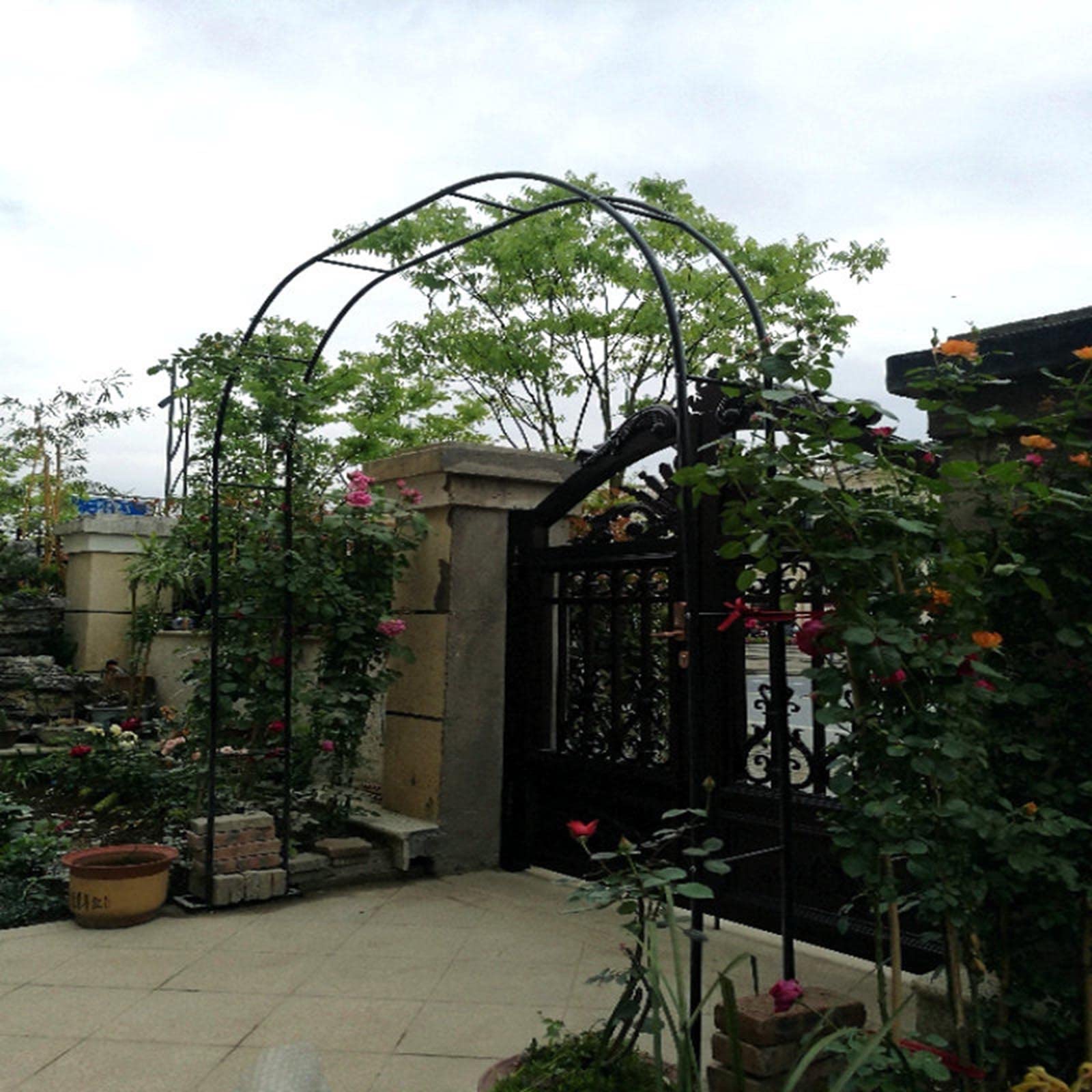 Maeer Garden Arches, Wedding Arch Stand, Durable Trellis Plants Stand, Assemble Freely, For Outdoor Climbing Plants (Color : Black, Size : W280xH220cm)