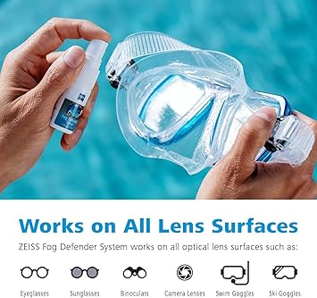 ZEISS Fog Defender System Anti-Fog Spray for Glasses 1 Spray Bottle and 1 Microfiber Cloth